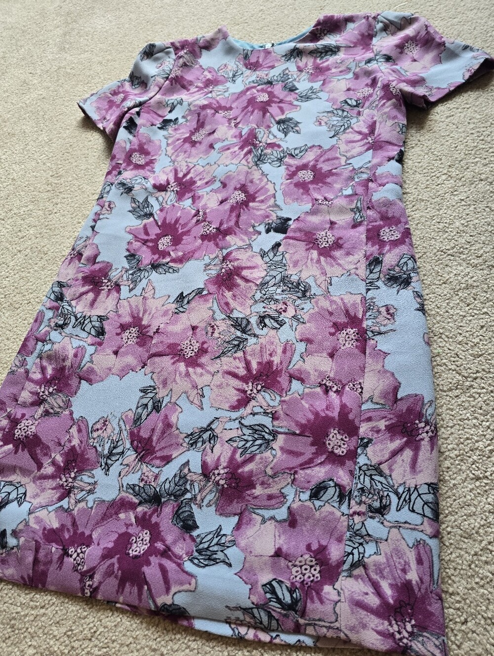 95. BABATON Aritzia Patricio Floral-Crepe Lavendar Blue Purple T-shirt Dress 2